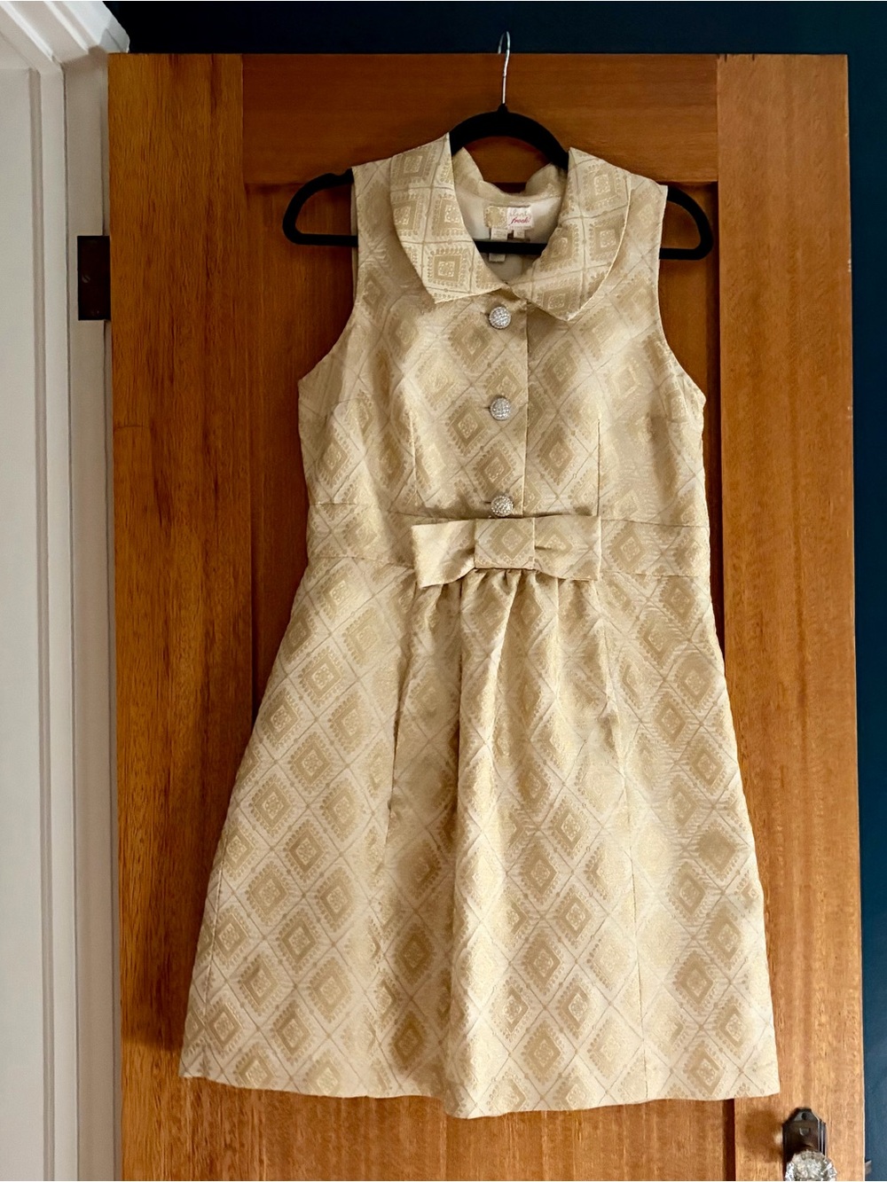 Plenty by Tracy Reese Gold Brocade Mini Dress with Bow